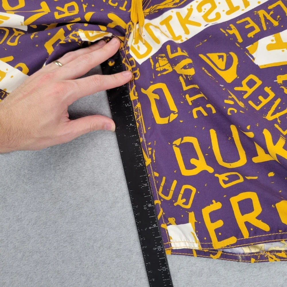 Quiksilver Board Shorts Men 32 Purple Yellow Y2K Logo Print Surf Trunks Q101012